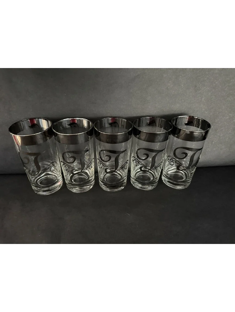 MCM Glastonbury Highball Tom Collins Glasses Monogram Platinum T 5.5